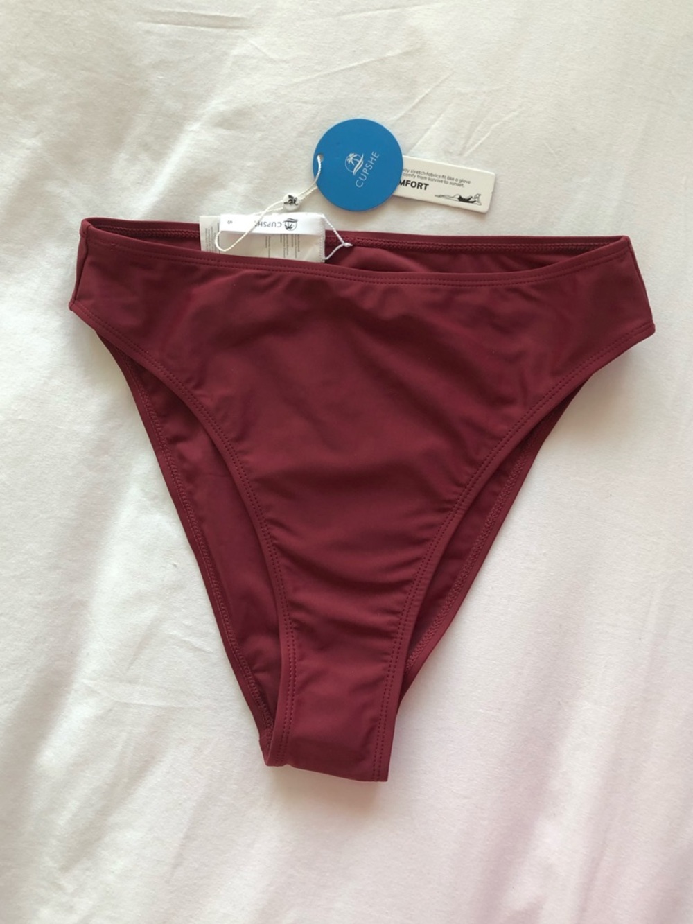 Cupshe bikini bottom high cut SMALL New with tags! burgundy womens swim